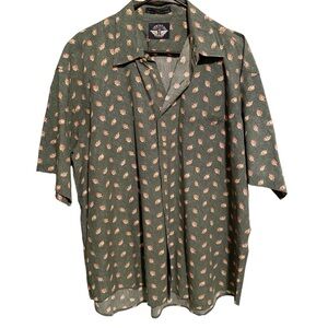 Vintage Levis Dockers Shirt Mens XL Leaf Print Retro Outdoor Casual Camp Button